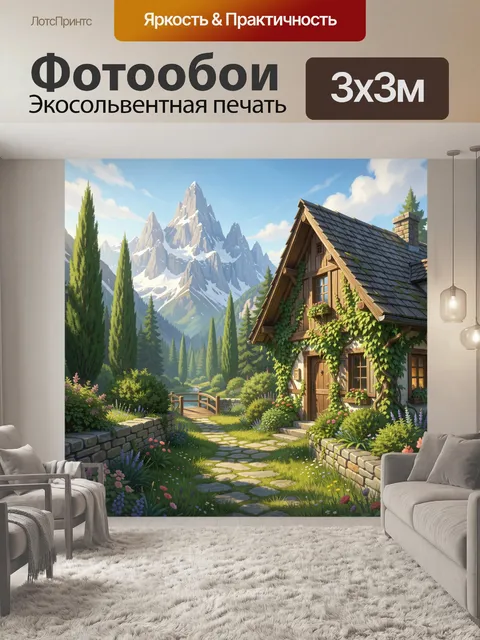 Фотообои Альпийский дом у гор