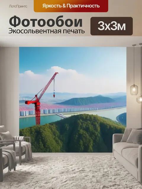 Фотообои подъемный кран с захватывающей панорамой