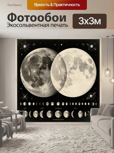 Фотообои Луна и фазы в космосе
