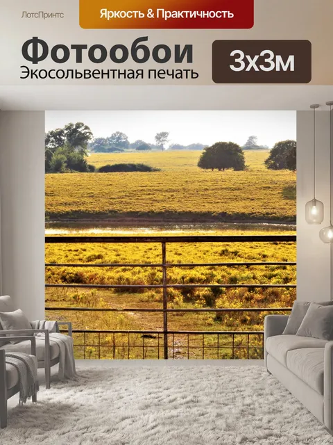 Фотообои Страна Поле желтых полевых цветов