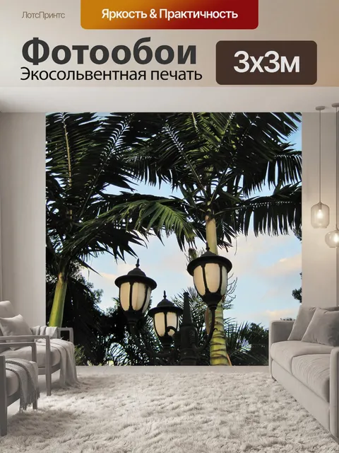 Фотообои фонари сад и пальмы