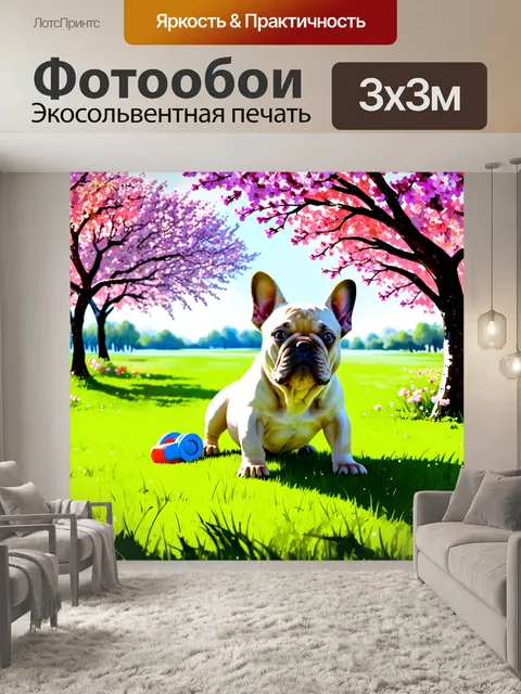 Фотообои французский бульдог с игрушкой в зубах