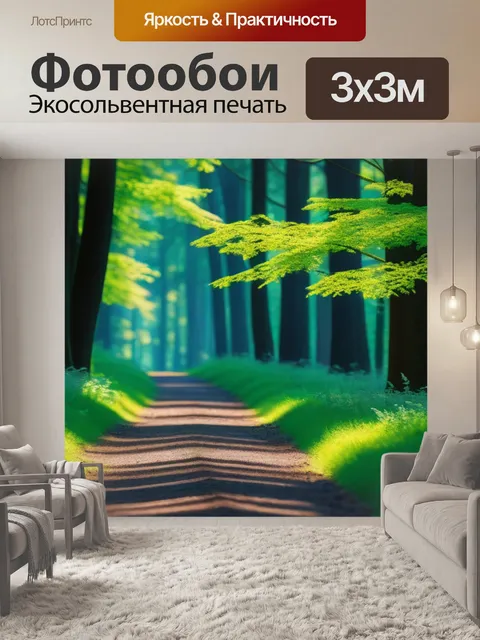 Фотообои лесная прогулка в солнечный день