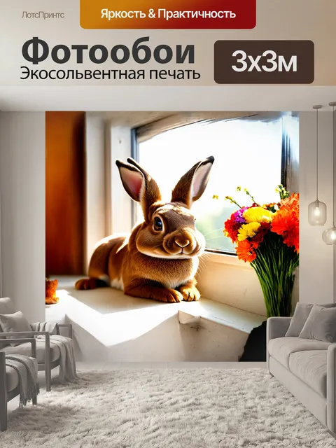 Фотообои кролик браун с блестящими глазами