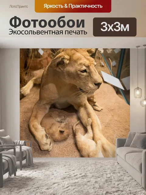 Фотообои Львица и детеныши