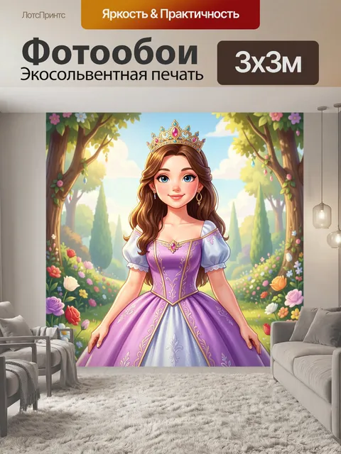 Фотообои Принцесса мультяшная,реалистичный стиль, детализированное рисование,яркие цвета