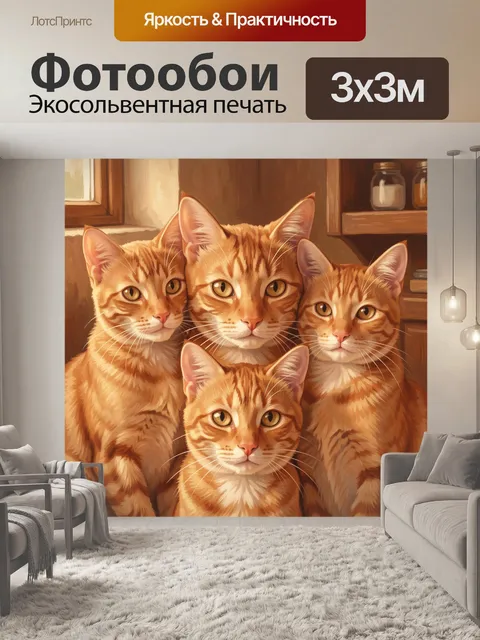 Фотообои Пять рыжих котов с рыжими пятнами