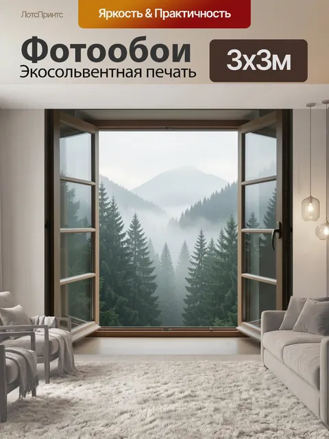 Фотообои Туманный лес за окном