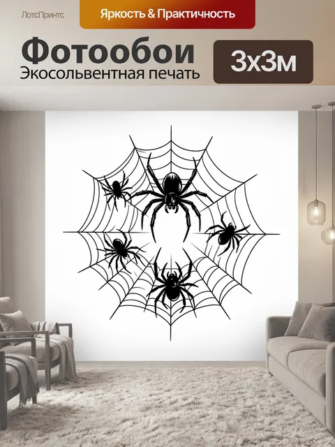Фотообои Черные пауки на паутине