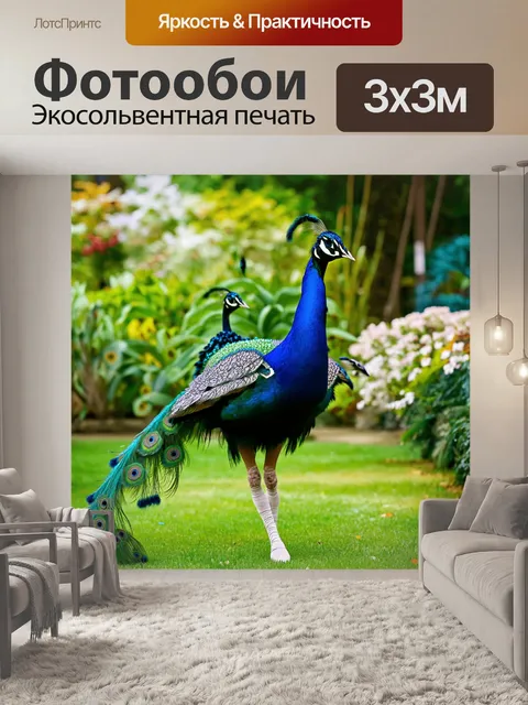 Фотообои павлиний балет в саду