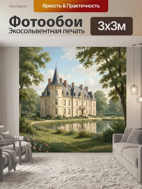 Фотообои Французский замок у пруда