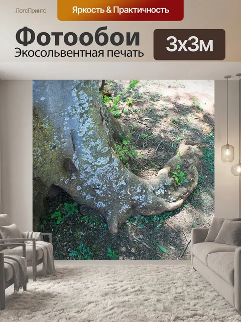 Фотообои ствол дерева с мхом и лишайником