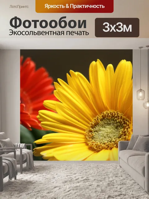 Фотообои Желтые и красные герберы