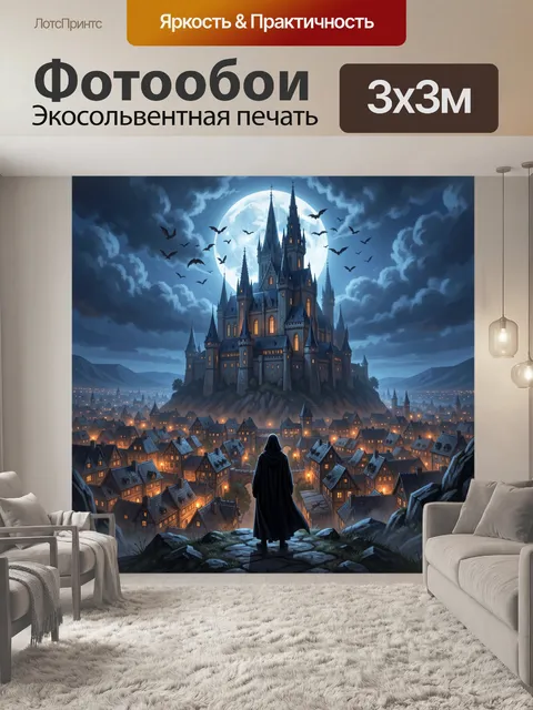 Фотообои Готический замок под луной