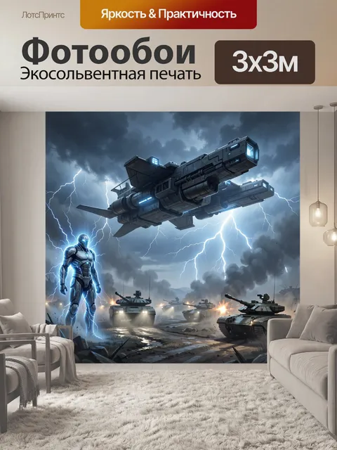 Фотообои Футуристический бой в грозу