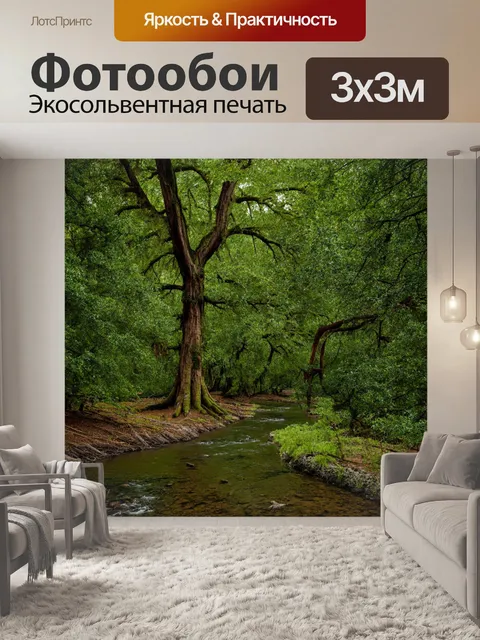 Фотообои старый лес, величественные дубы, стоящие ветры, меандрирующие реки, безмолвие природы