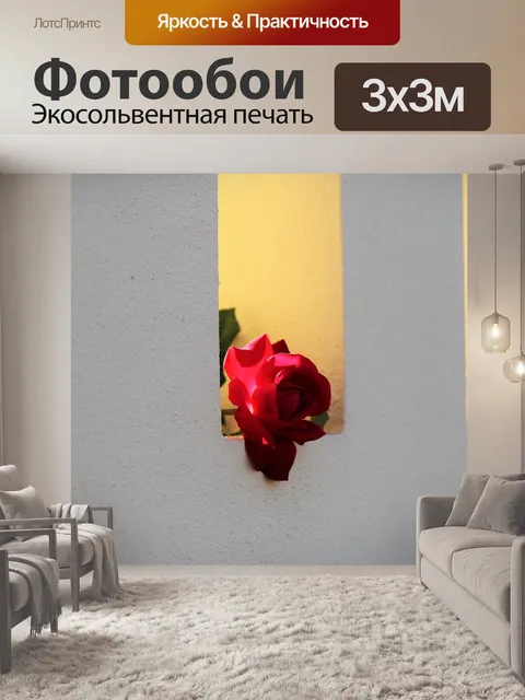 Фотообои Красная роза на окне забор