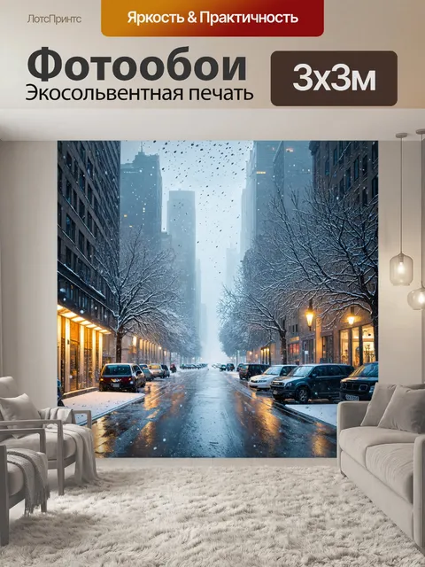 Фотообои туман в стиле скетч, зима в городе, снегопад и туман создают волшебство
