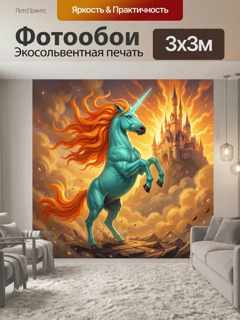Фотообои Единорог у волшебного замка