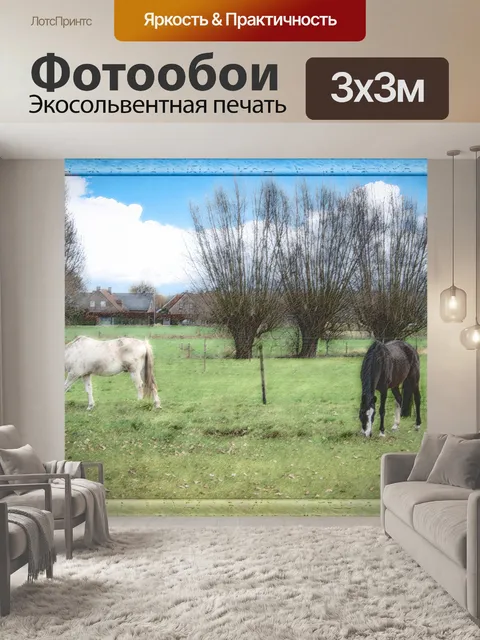 Фотообои Лошади, пасущиеся лошади