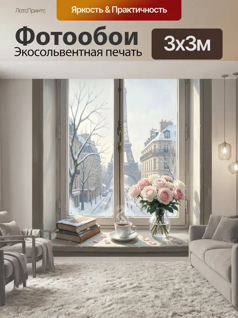 Фотообои Зимний Париж за окном