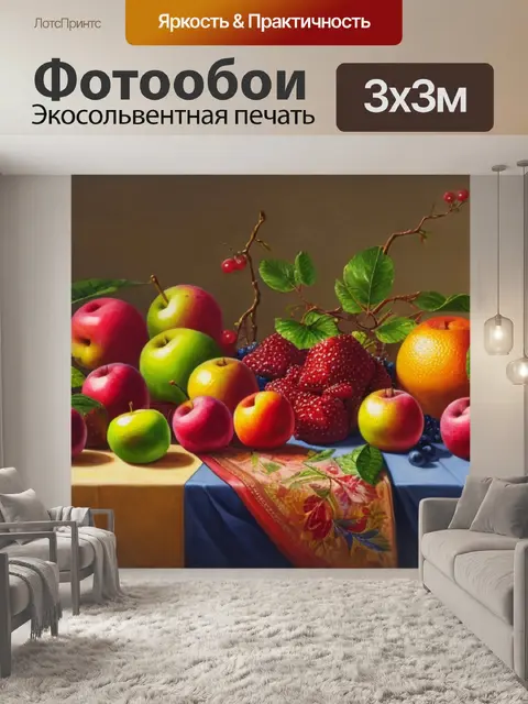 Фотообои натюрморт с красками фрукты