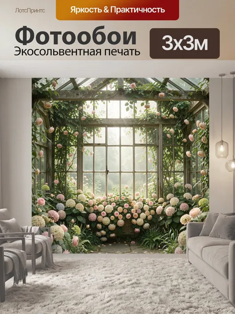 Фотообои Цветущая оранжерея с розами