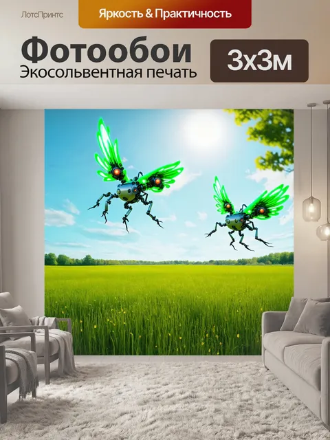 Фотообои зеленые в стиле ретрофутуризм