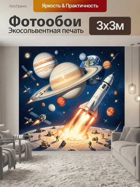 Фотообои Космический старт ракеты на Луне