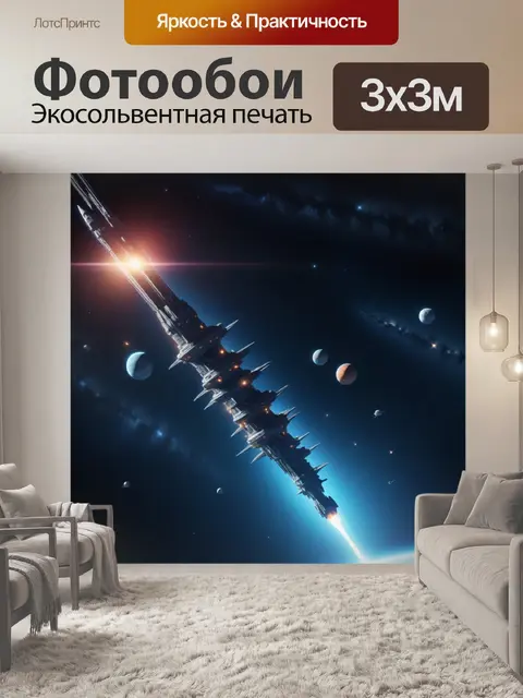 Фотообои флот космических кораблей, движущихся к далекой звезде