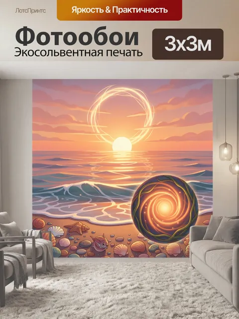 Фотообои Огненный портал над морским берегом
