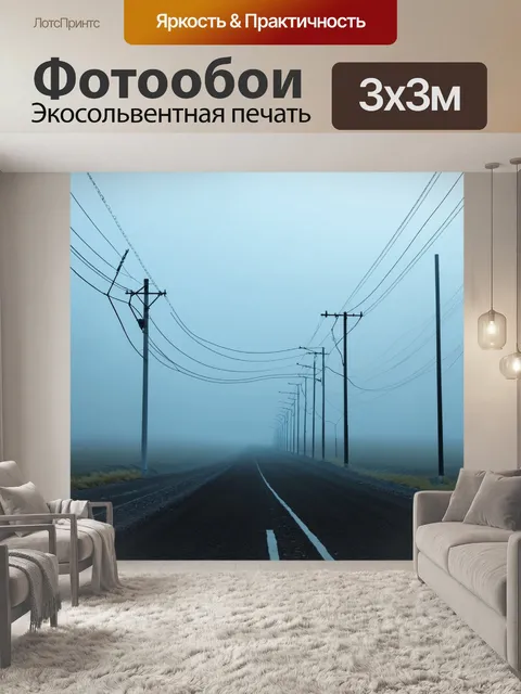 Фотообои пейзаж с электрическими столбами