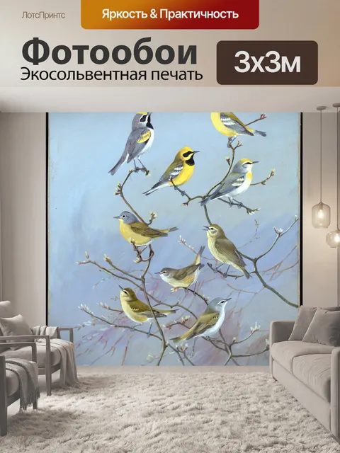 Фотообои Винтажная живопись птиц