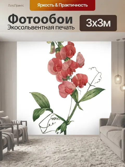 Фотообои Клипарт старинный цветок красный