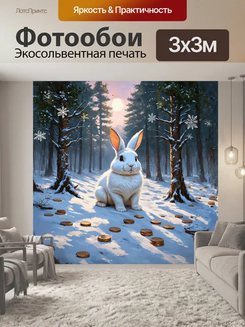 Фотообои на картине изображен кролик