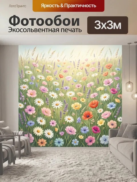 Фотообои Луговые цветы в солнечном свете