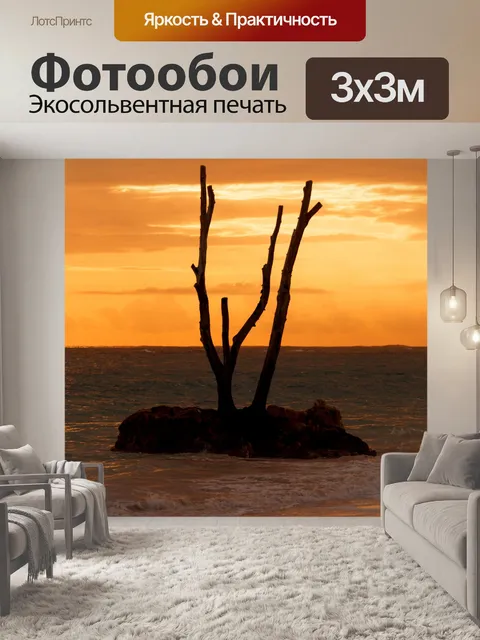 Фотообои Мертвое дерево силуэт на закате