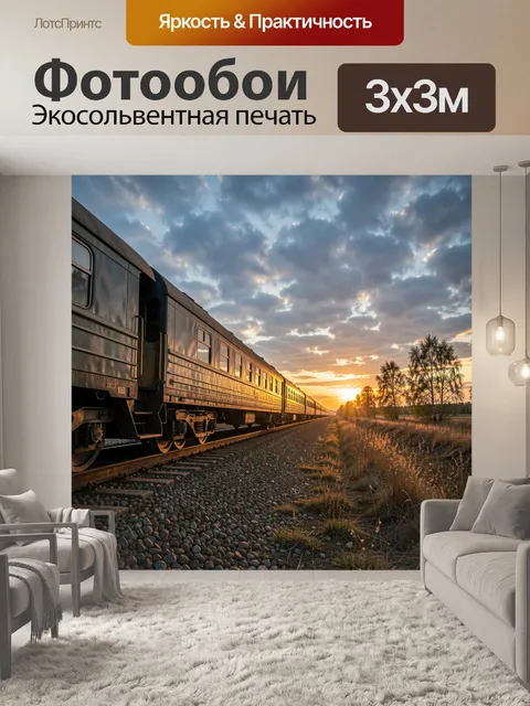 Фотообои Длинный пассажирский поезд