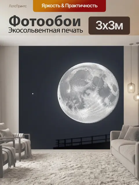 Фотообои луна и серый вечер