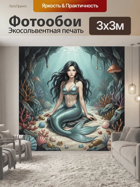 Фотообои Русалка в подводной пещере
