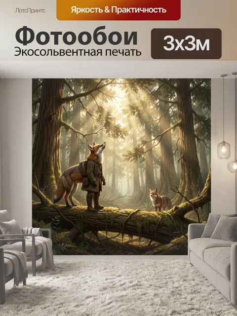 Фотообои Лиса и лис в волшебном лесу
