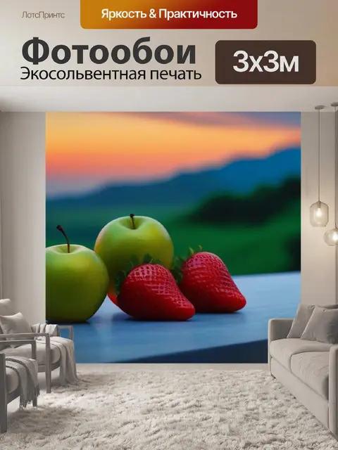 Фотообои фрукты на фоне романтического вечера