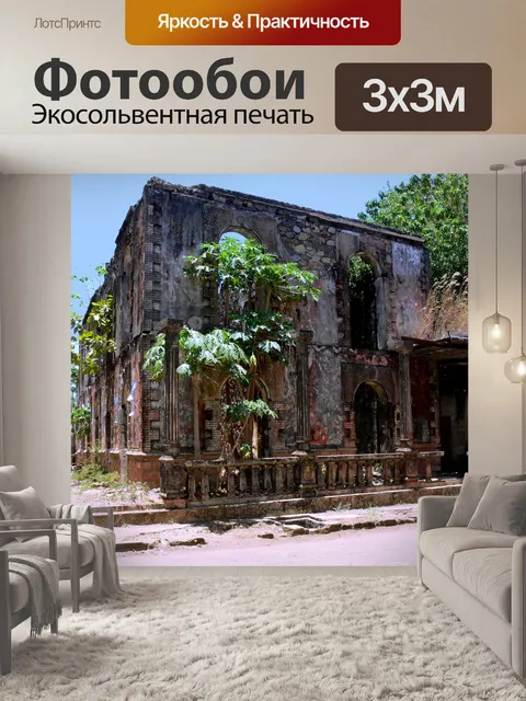 Фотообои Зелень в заброшенном здании