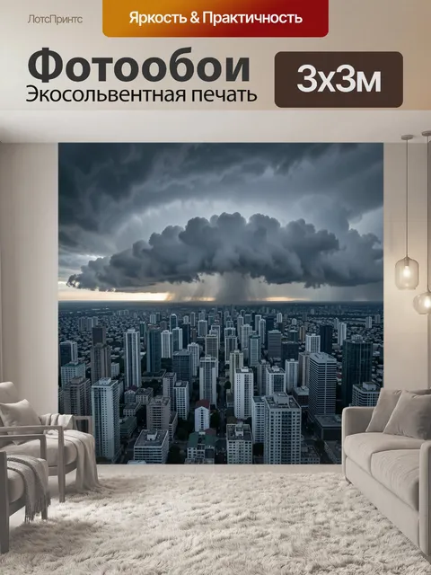 Фотообои Грозовой фронт над мегаполисом