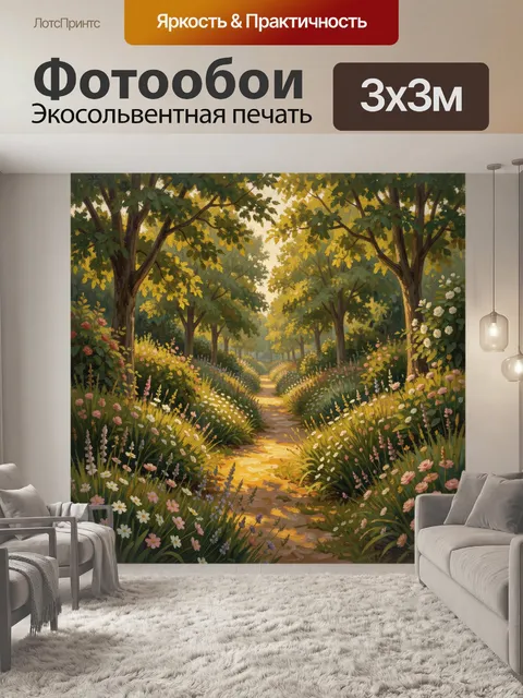 Фотообои Цветущая лесная тропа