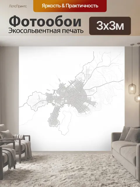 Фотообои Светлая схема мегаполиса с рельефом
