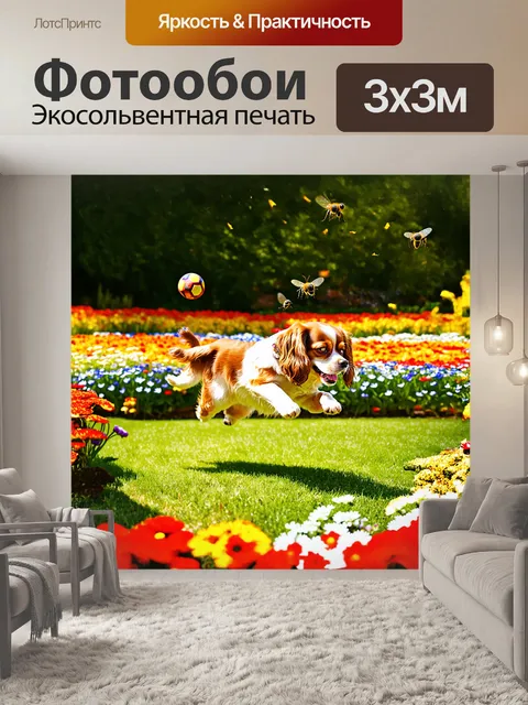Фотообои изображение фокусируется на энергичной собаке кавалер кинг чарльз спаниель