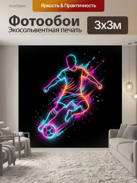 Фотообои Светящийся футболист с мячом