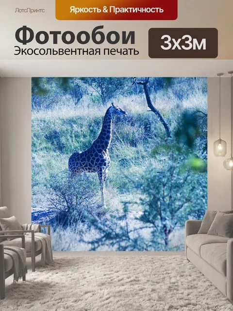 Фотообои высокий жираф в солнечном свете в африке