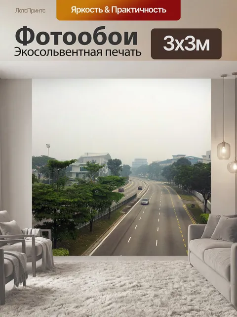 Фотообои Сингапур туманном небе и дороги, смог,